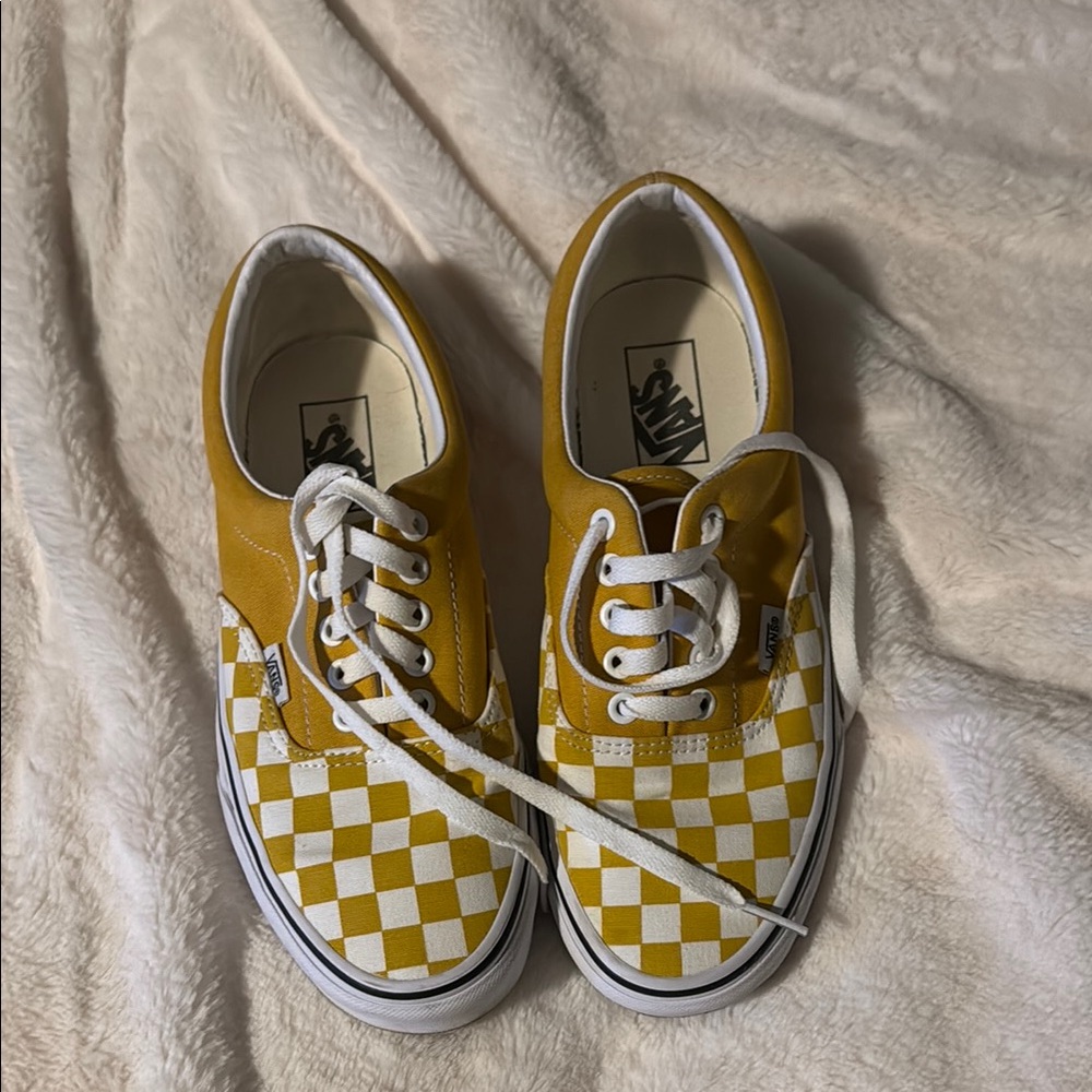 Vans Kids Yellow Checkered Shoes